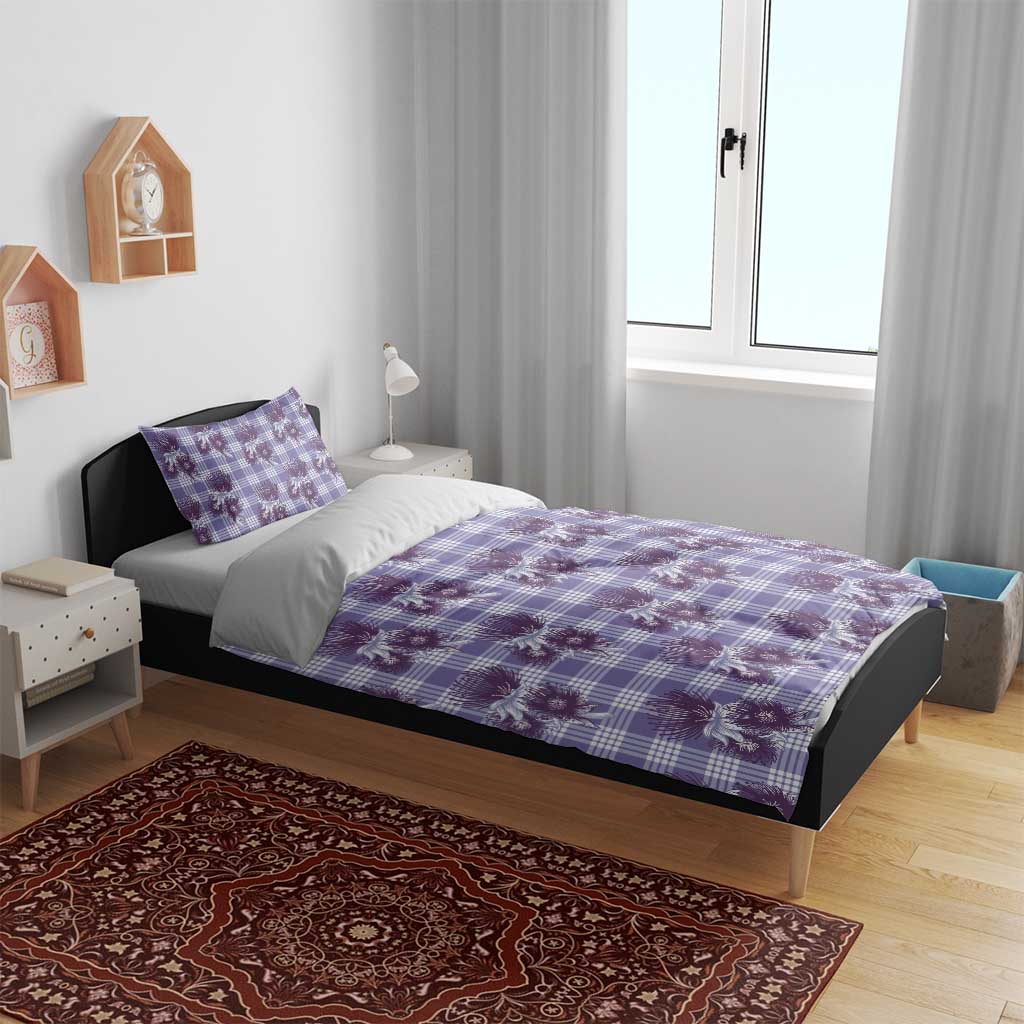 Purple Palaka Hawaii Bedding Set Hawaiian Lehua Blossoms