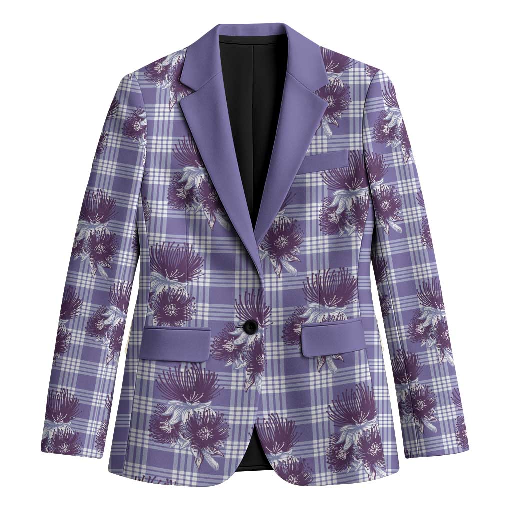 Purple Palaka Hawaii Blazer Hawaiian Lehua Blossoms LT05 Unisex Purple - Polynesian Pride