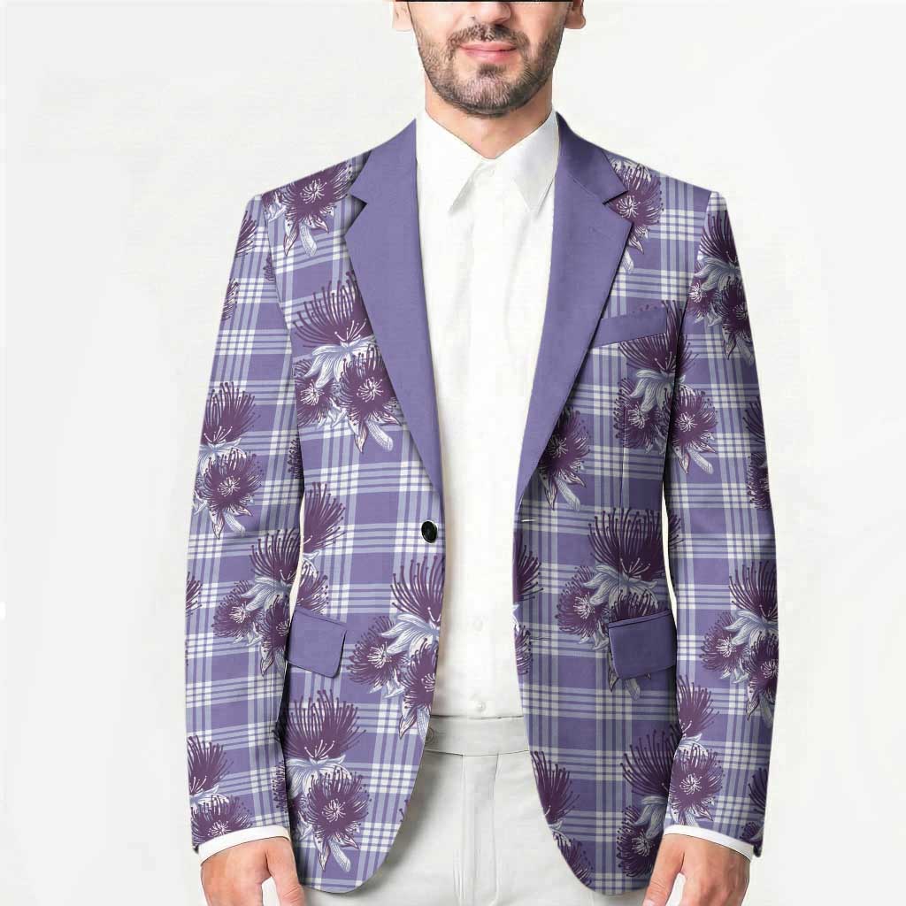 Purple Palaka Hawaii Blazer Hawaiian Lehua Blossoms LT05 - Polynesian Pride