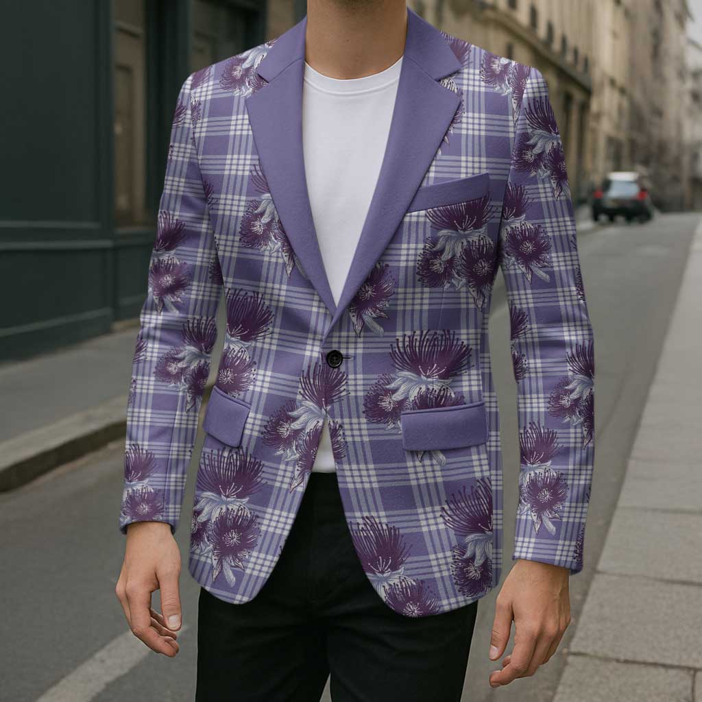 Purple Palaka Hawaii Blazer Hawaiian Lehua Blossoms LT05 - Polynesian Pride