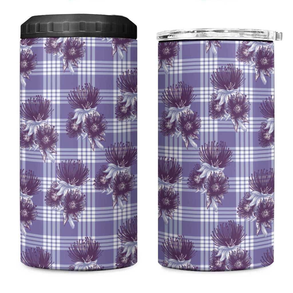 Purple Palaka Hawaii 4 in 1 Can Cooler Tumbler Hawaiian Lehua Blossoms LT05 One Size: 16 oz Purple - Polynesian Pride