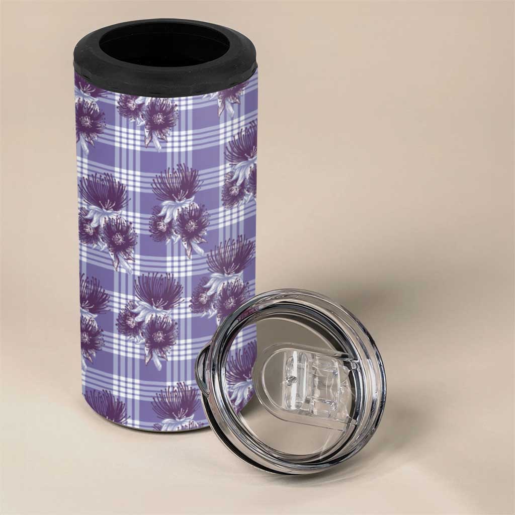 Purple Palaka Hawaii 4 in 1 Can Cooler Tumbler Hawaiian Lehua Blossoms LT05 - Polynesian Pride