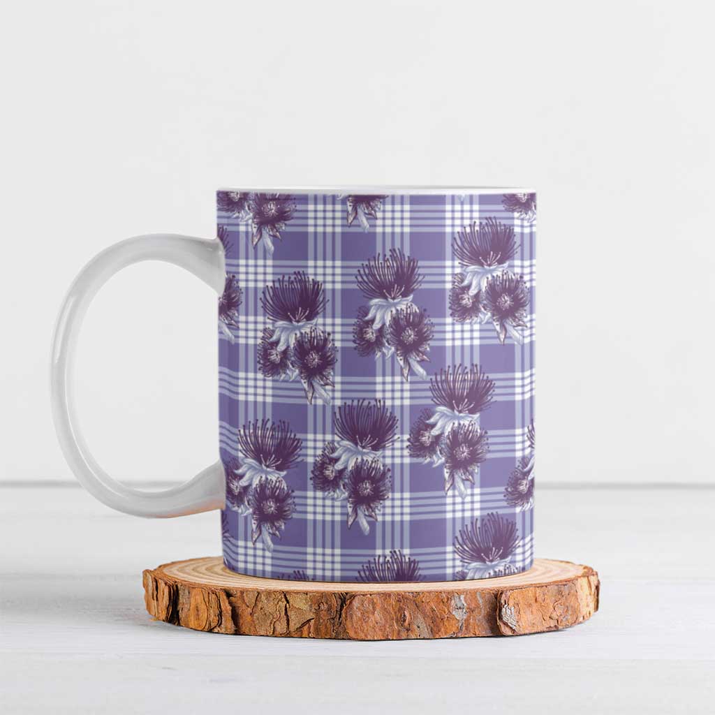 Purple Palaka Hawaii Ceramic Mug Hawaiian Lehua Blossoms LT05 Purple - Polynesian Pride