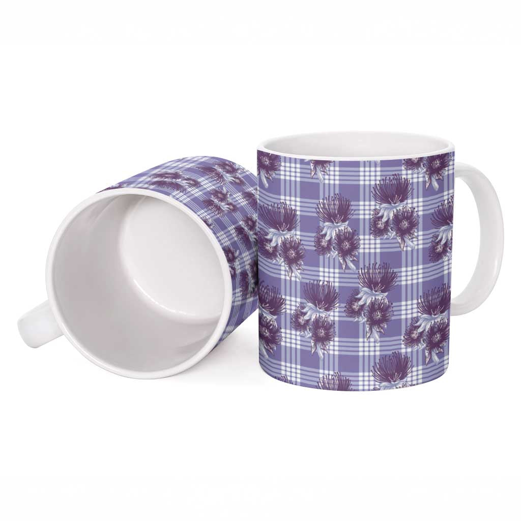 Purple Palaka Hawaii Ceramic Mug Hawaiian Lehua Blossoms LT05 - Polynesian Pride