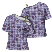 Purple Palaka Hawaii Cross Shoulder Shirt Hawaiian Lehua Blossoms LT05 - Polynesian Pride