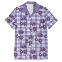 Purple Palaka Hawaii Family Matching Long Sleeve Bodycon Dress and Hawaiian Shirt Hawaiian Lehua Blossoms