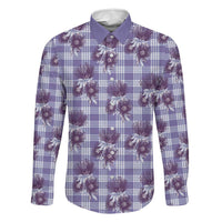 Purple Palaka Hawaii Family Matching Short Sleeve Bodycon Dress and Hawaiian Shirt Hawaiian Lehua Blossoms