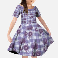 Purple Palaka Hawaii Family Matching Summer Maxi Dress and Hawaiian Shirt Hawaiian Lehua Blossoms