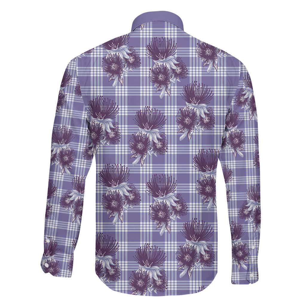 Purple Palaka Hawaii Family Matching Summer Maxi Dress and Hawaiian Shirt Hawaiian Lehua Blossoms