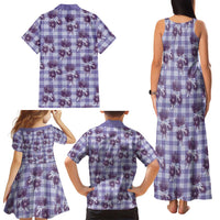 Purple Palaka Hawaii Family Matching Tank Maxi Dress and Hawaiian Shirt Hawaiian Lehua Blossoms