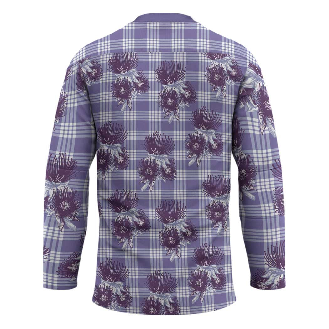 Purple Palaka Hawaii Hockey Jersey Hawaiian Lehua Blossoms LT05 - Polynesian Pride
