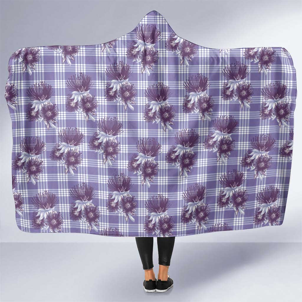 Purple Palaka Hawaii Hooded Blanket Hawaiian Lehua Blossoms LT05 One Size Purple - Polynesian Pride