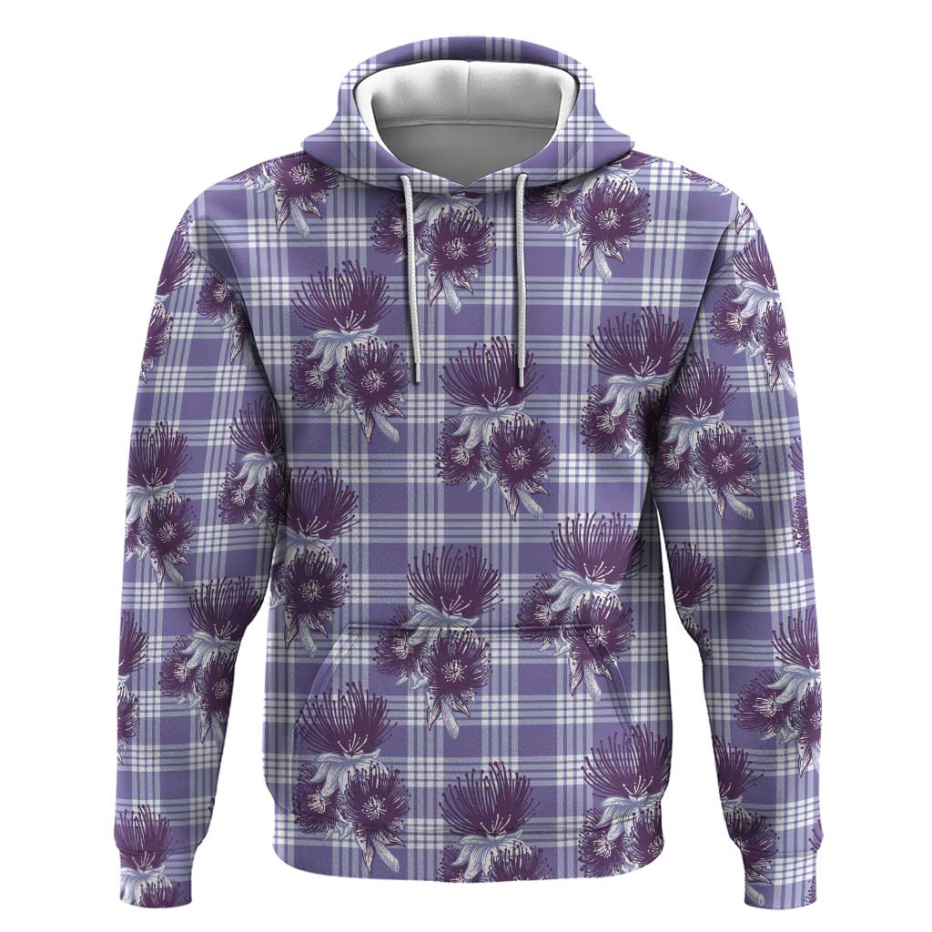 Purple Palaka Hawaii Hoodie Hawaiian Lehua Blossoms LT05 Pullover Hoodie Purple - Polynesian Pride