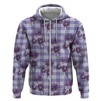 Purple Palaka Hawaii Hoodie Hawaiian Lehua Blossoms LT05 Zip Hoodie Purple - Polynesian Pride