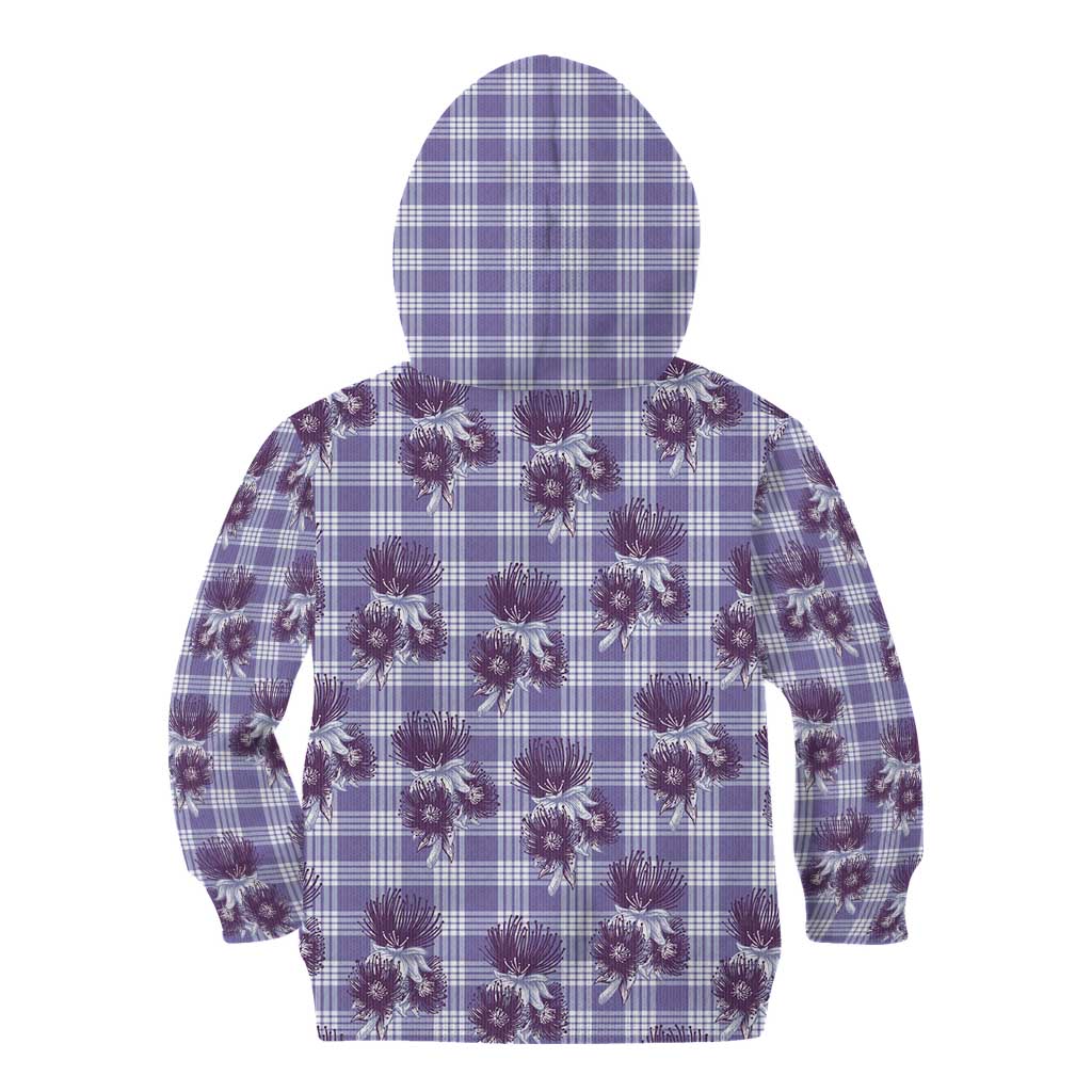 Purple Palaka Hawaii Kid Hoodie Hawaiian Lehua Blossoms LT05 - Polynesian Pride