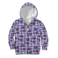 Purple Palaka Hawaii Kid Hoodie Hawaiian Lehua Blossoms LT05 Zip Hoodie Purple - Polynesian Pride