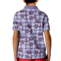 Purple Palaka Hawaii Kid Polo Shirt Hawaiian Lehua Blossoms LT05 - Polynesian Pride