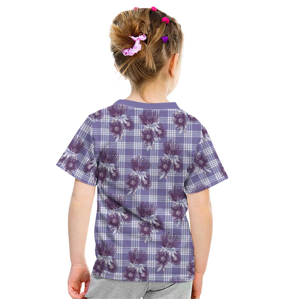Purple Palaka Hawaii Kid T Shirt Hawaiian Lehua Blossoms LT05 - Polynesian Pride