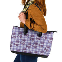 Purple Palaka Hawaii Leather Tote Bag Hawaiian Lehua Blossoms LT05 Purple - Polynesian Pride