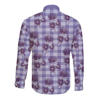 Purple Palaka Hawaii Long Sleeve Button Shirt Hawaiian Lehua Blossoms LT05 - Polynesian Pride