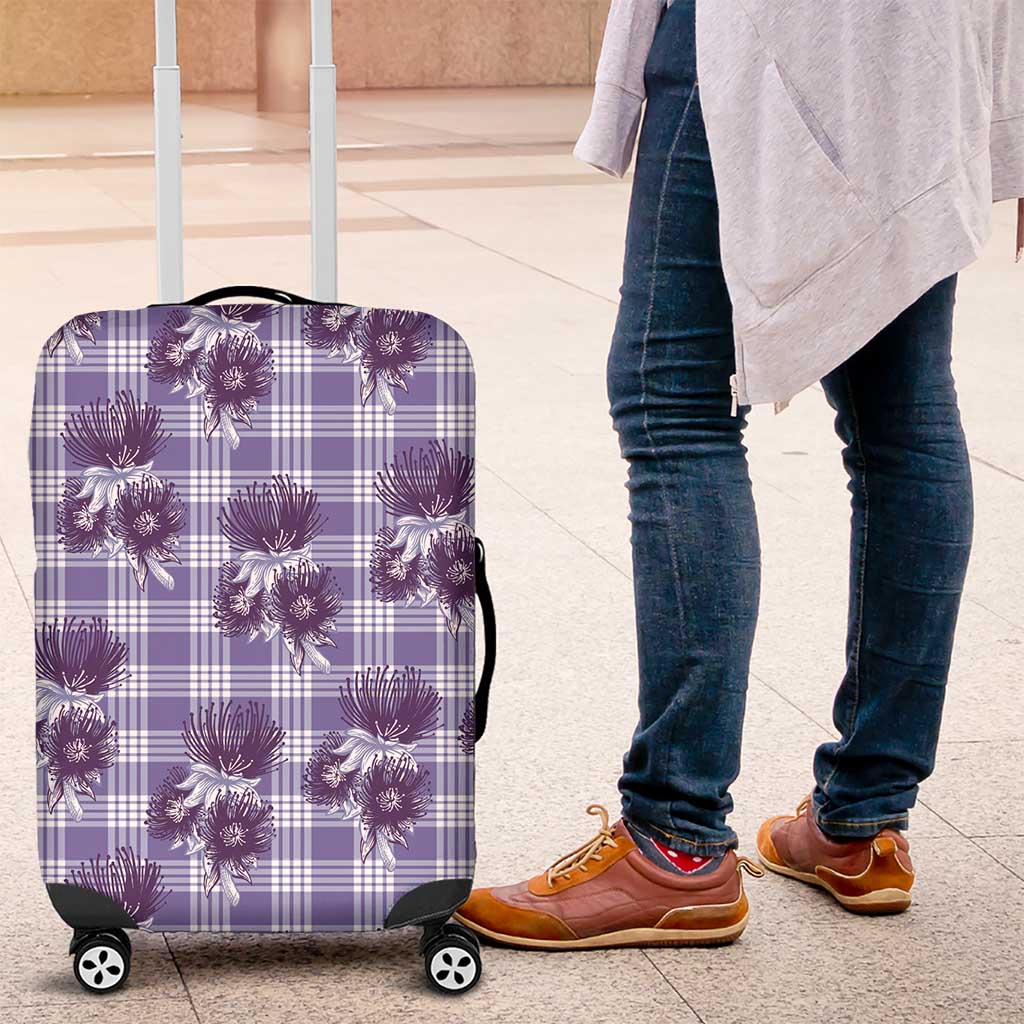 Purple Palaka Hawaii Luggage Cover Hawaiian Lehua Blossoms LT05 Purple - Polynesian Pride