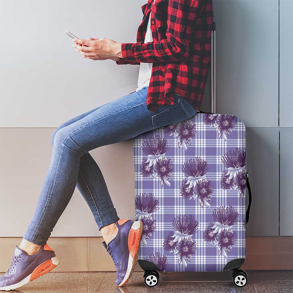 Purple Palaka Hawaii Luggage Cover Hawaiian Lehua Blossoms LT05 - Polynesian Pride