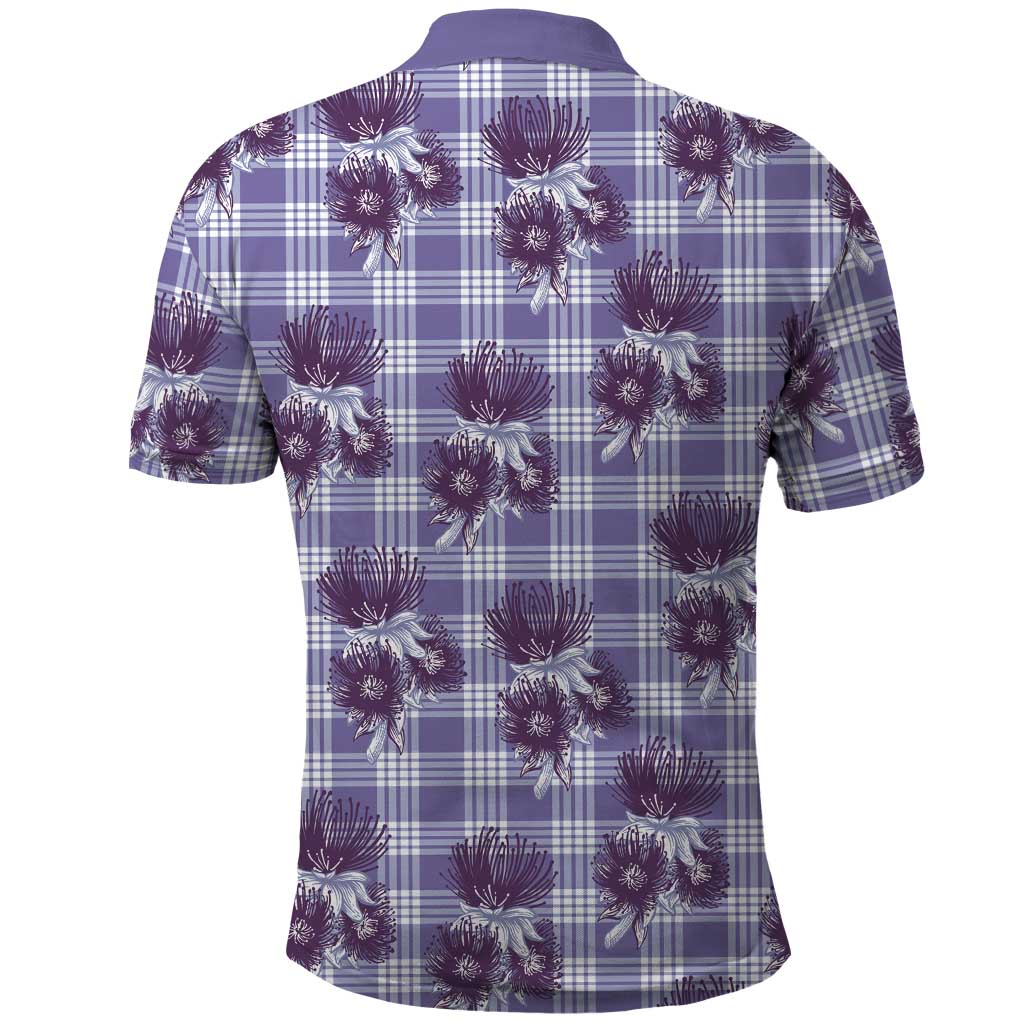 Purple Palaka Hawaii Polo Shirt Hawaiian Lehua Blossoms LT05 - Polynesian Pride