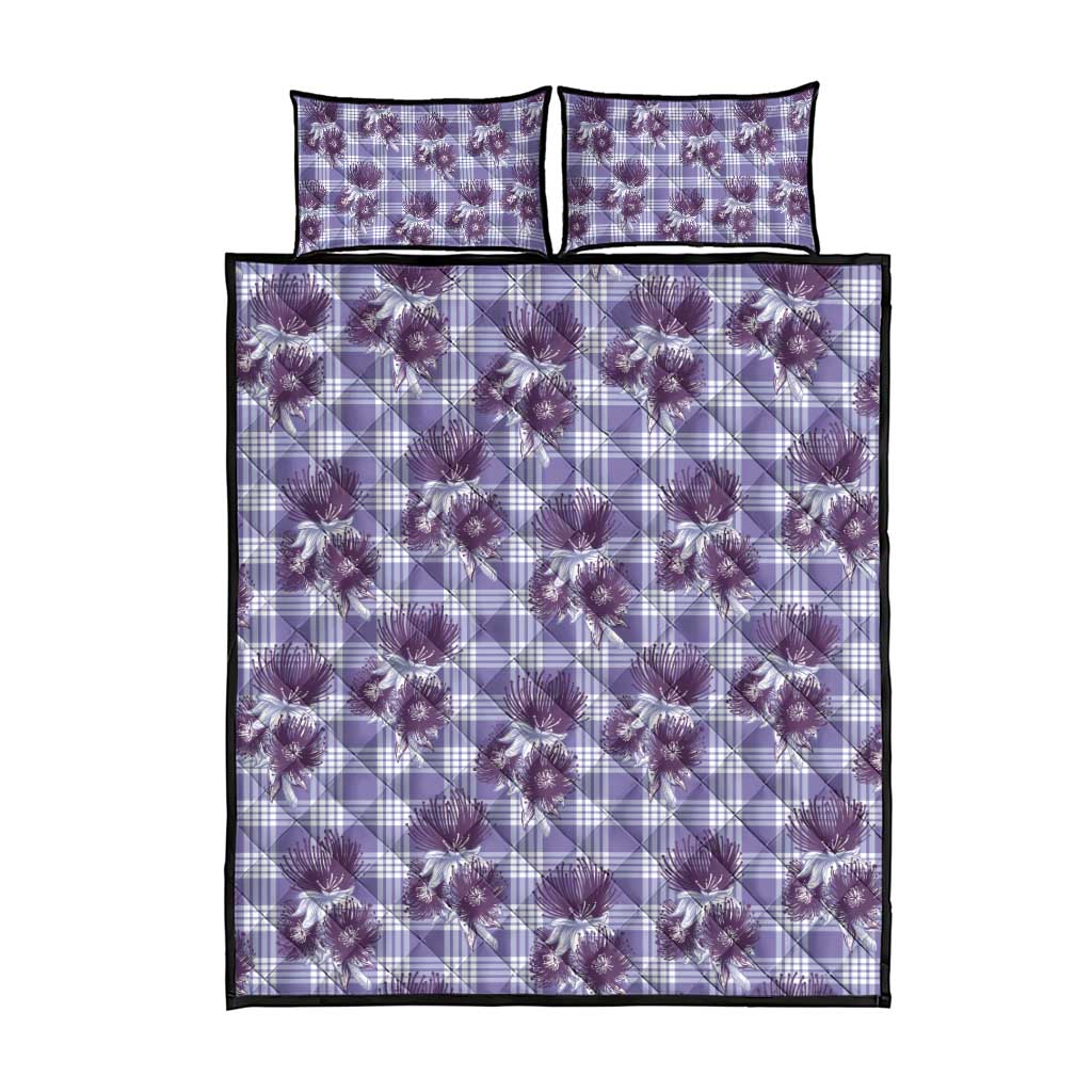 Purple Palaka Hawaii Quilt Bed Set Hawaiian Lehua Blossoms LT05 - Polynesian Pride