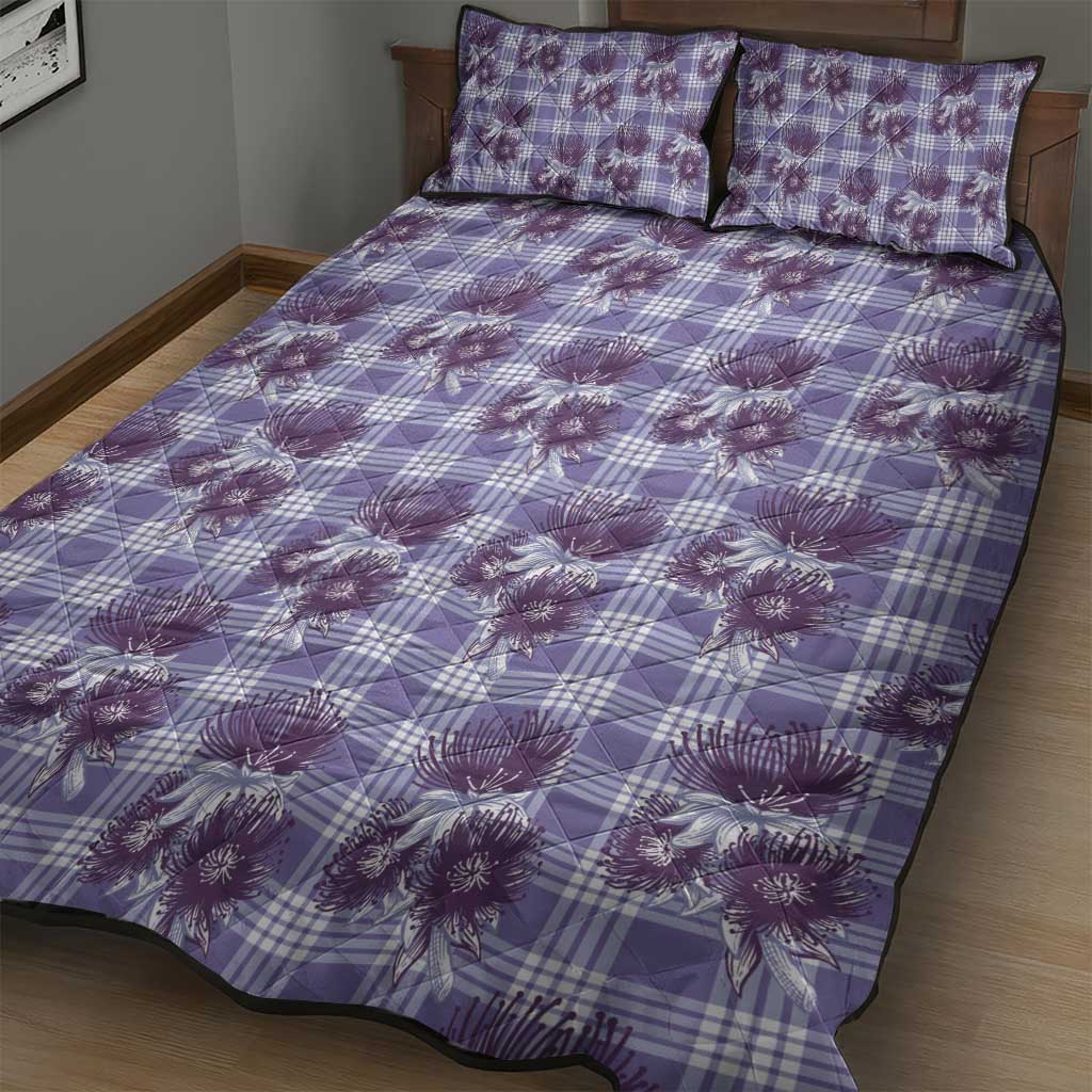 Purple Palaka Hawaii Quilt Bed Set Hawaiian Lehua Blossoms LT05 - Polynesian Pride