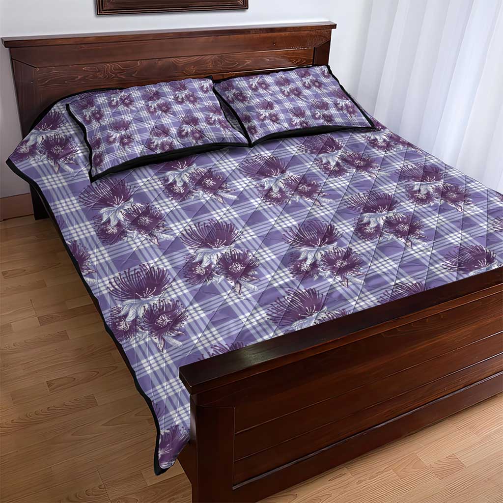 Purple Palaka Hawaii Quilt Bed Set Hawaiian Lehua Blossoms LT05 - Polynesian Pride