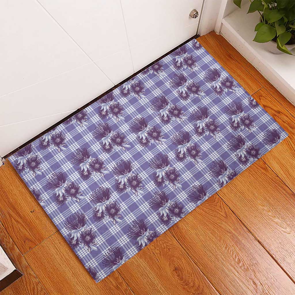 Purple Palaka Hawaii Rubber Doormat Hawaiian Lehua Blossoms LT05 - Polynesian Pride