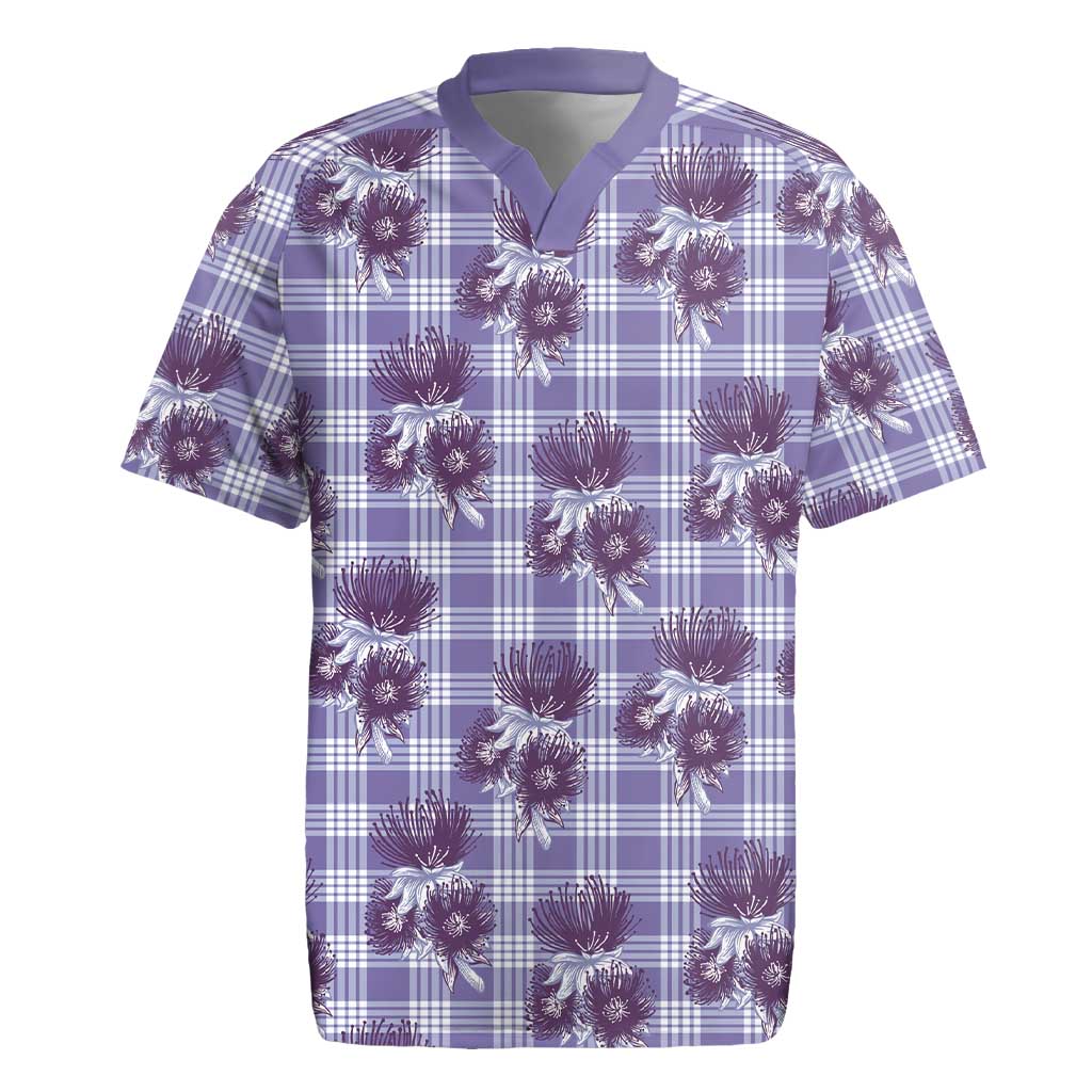 Purple Palaka Hawaii Rugby Jersey Hawaiian Lehua Blossoms LT05 Purple - Polynesian Pride