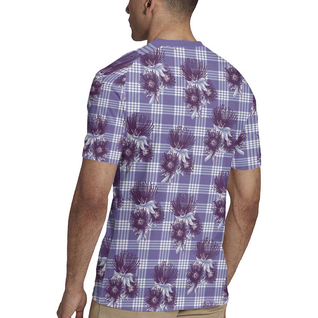 Purple Palaka Hawaii Rugby Jersey Hawaiian Lehua Blossoms LT05 - Polynesian Pride