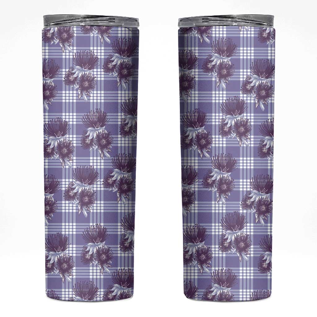 Purple Palaka Hawaii Skinny Tumbler Hawaiian Lehua Blossoms LT05 Purple - Polynesian Pride