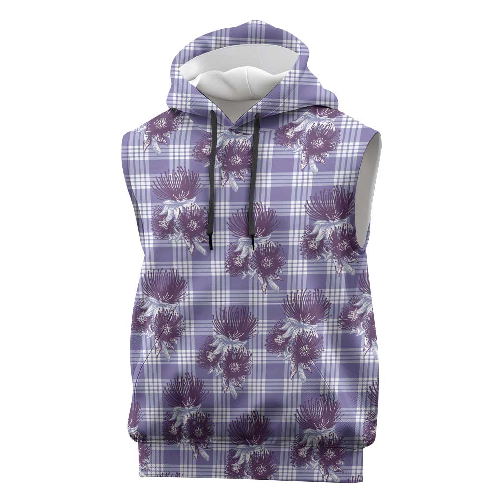 Purple Palaka Hawaii Sleeveless Hoodie Hawaiian Lehua Blossoms LT05 Purple - Polynesian Pride