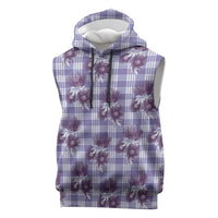 Purple Palaka Hawaii Sleeveless Hoodie Hawaiian Lehua Blossoms LT05 Purple - Polynesian Pride