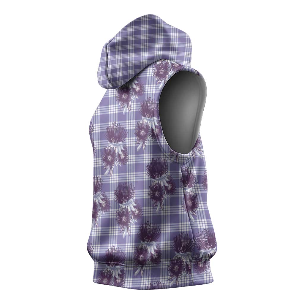 Purple Palaka Hawaii Sleeveless Hoodie Hawaiian Lehua Blossoms LT05 - Polynesian Pride