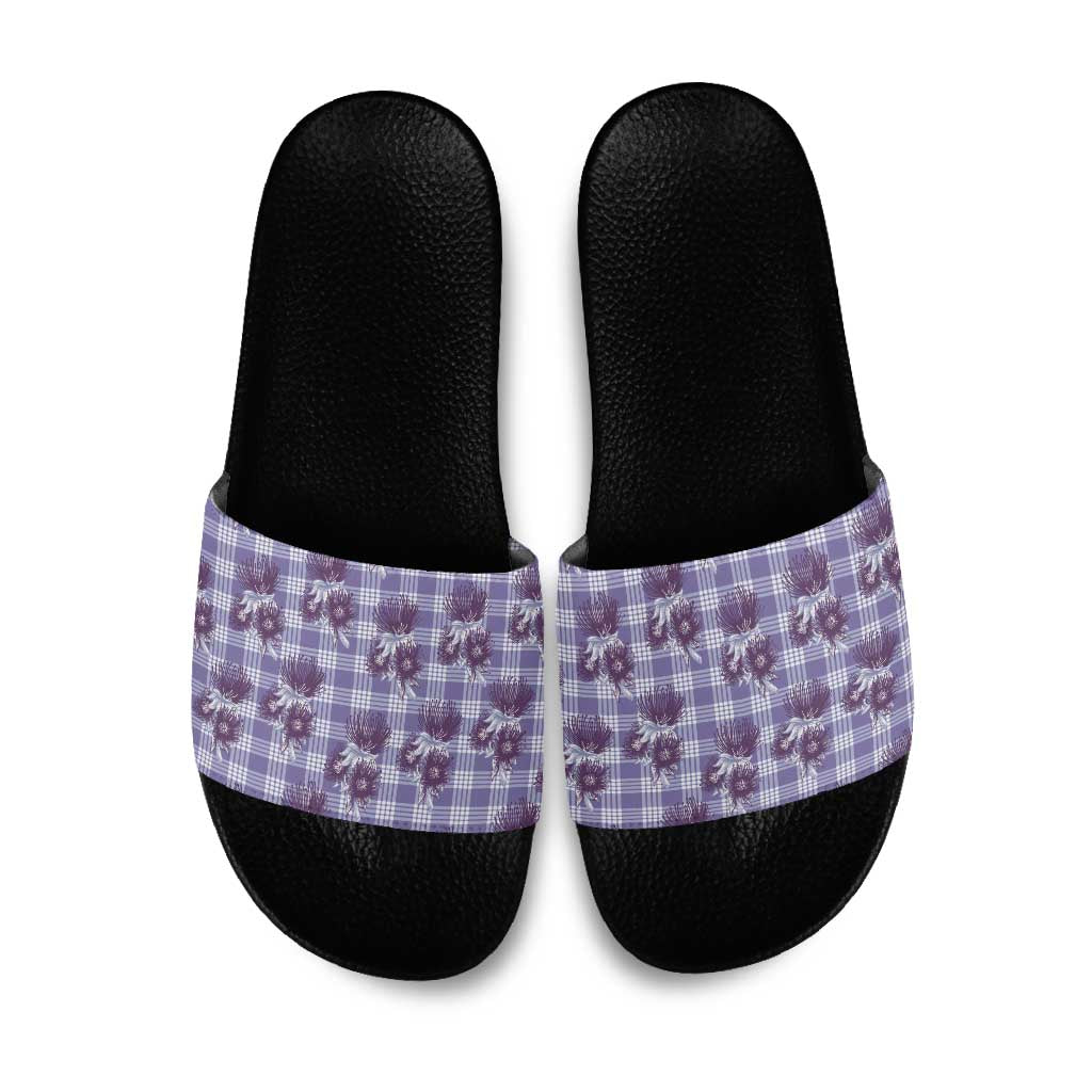 Purple Palaka Hawaii Slide Sandals Hawaiian Lehua Blossoms LT05 Purple - Polynesian Pride