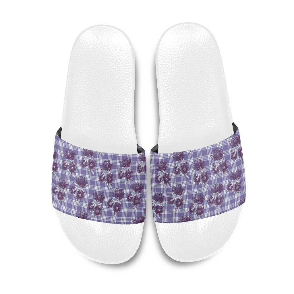 Purple Palaka Hawaii Slide Sandals Hawaiian Lehua Blossoms LT05 Purple - Polynesian Pride