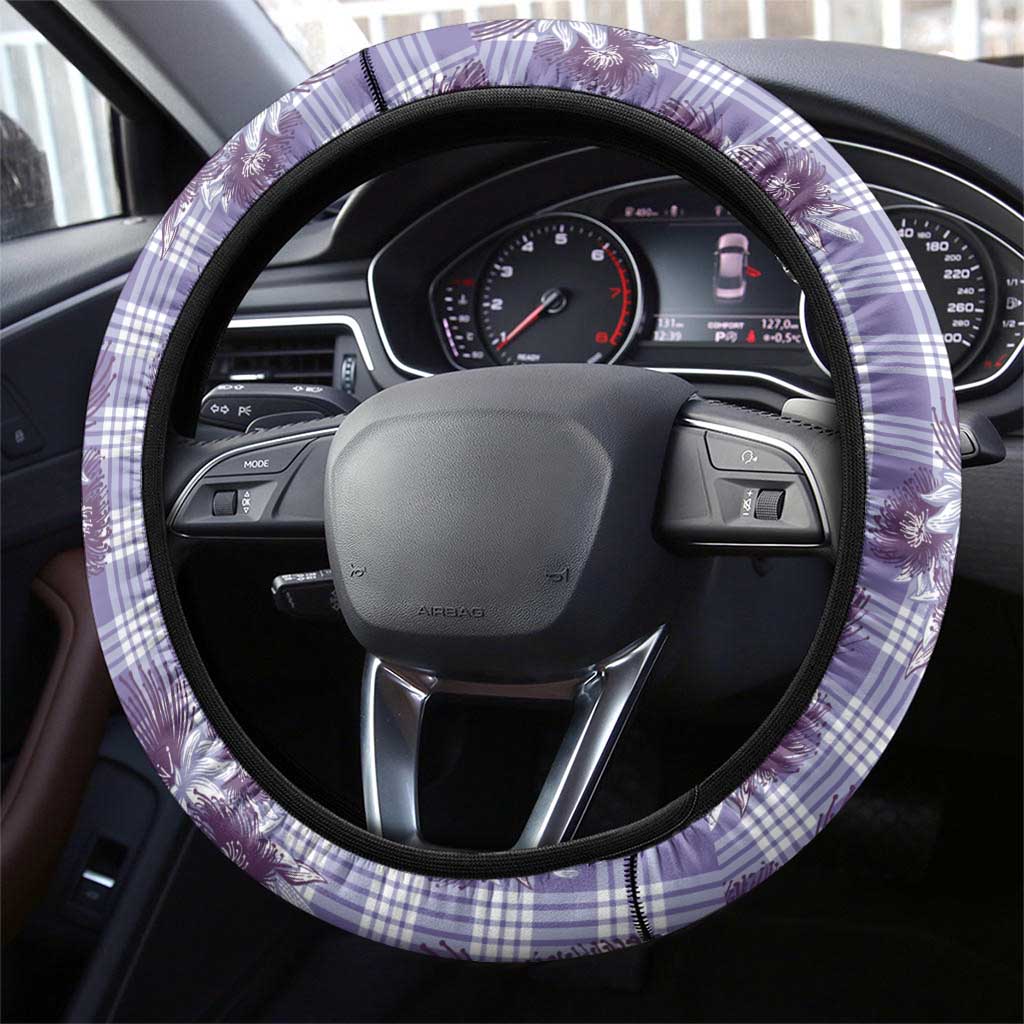 Purple Palaka Hawaii Steering Wheel Cover Hawaiian Lehua Blossoms LT05 - Polynesian Pride