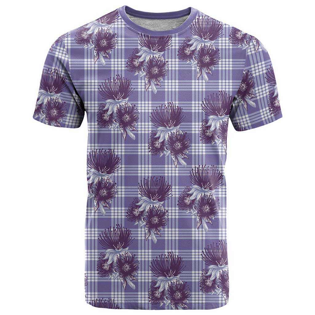 Purple Palaka Hawaii T Shirt Hawaiian Lehua Blossoms LT05 Purple - Polynesian Pride
