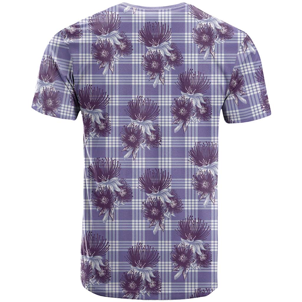 Purple Palaka Hawaii T Shirt Hawaiian Lehua Blossoms LT05 - Polynesian Pride