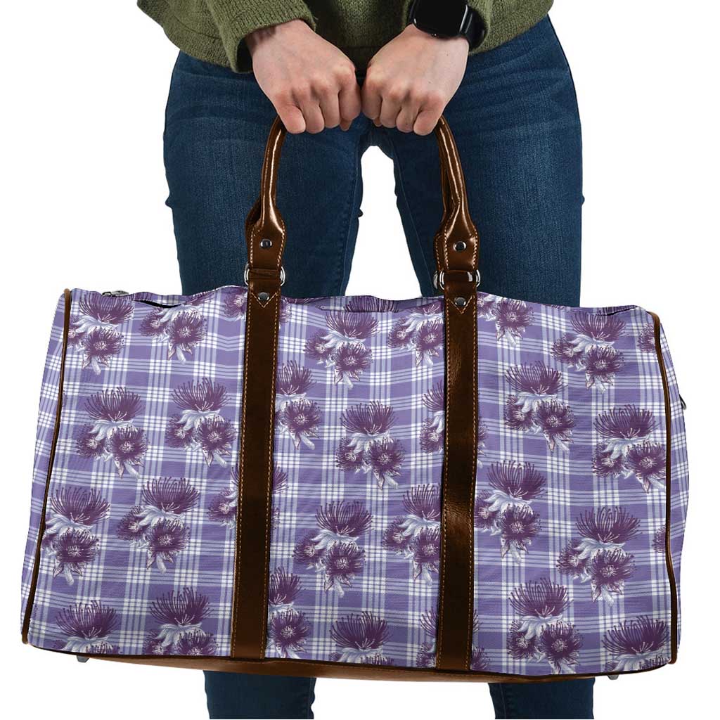 Purple Palaka Hawaii Travel Bag Hawaiian Lehua Blossoms