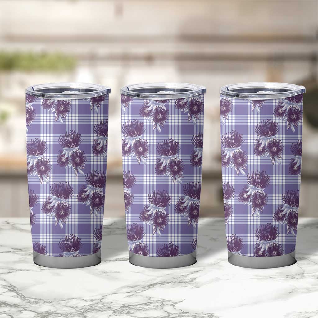 Purple Palaka Hawaii Tumbler Cup Hawaiian Lehua Blossoms LT05 - Polynesian Pride