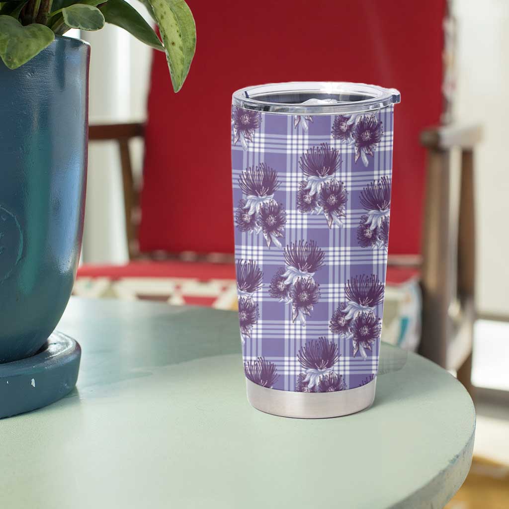 Purple Palaka Hawaii Tumbler Cup Hawaiian Lehua Blossoms LT05 - Polynesian Pride