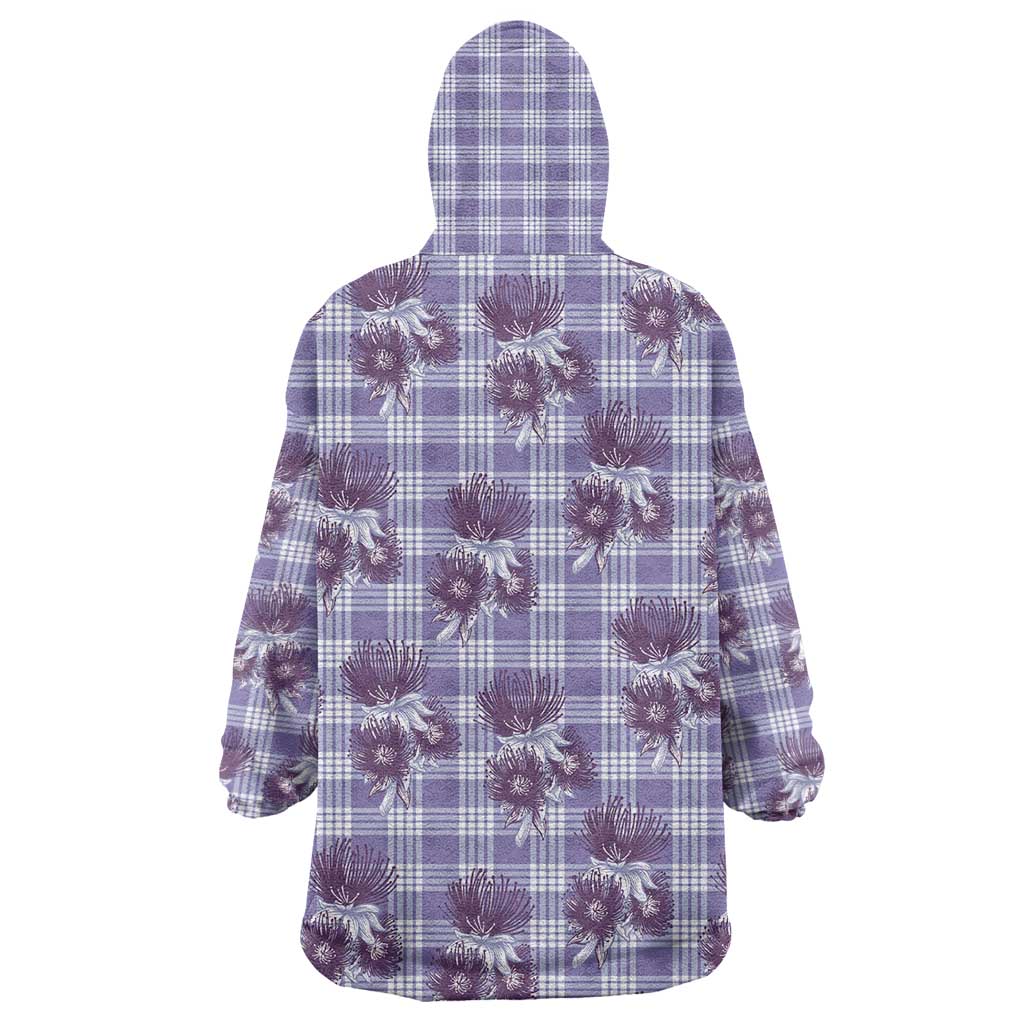 Purple Palaka Hawaii Wearable Blanket Hoodie Hawaiian Lehua Blossoms LT05 - Polynesian Pride