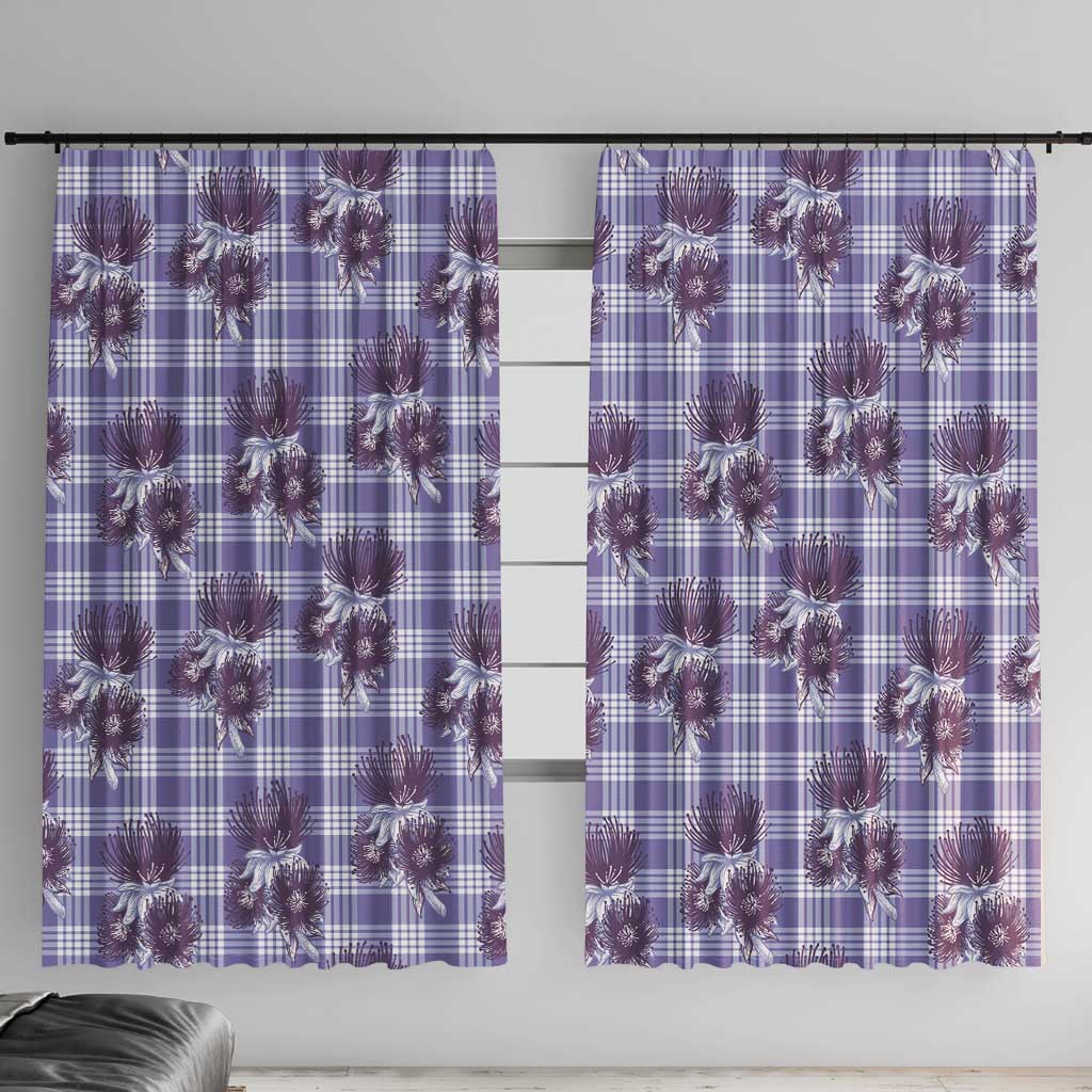 Purple Palaka Hawaii Window Curtain Hawaiian Lehua Blossoms LT05 With Hooks Purple - Polynesian Pride