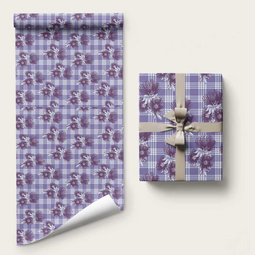 Purple Palaka Hawaii Wrapping Paper Hawaiian Lehua Blossoms LT05 58" × 23" Purple - Polynesian Pride