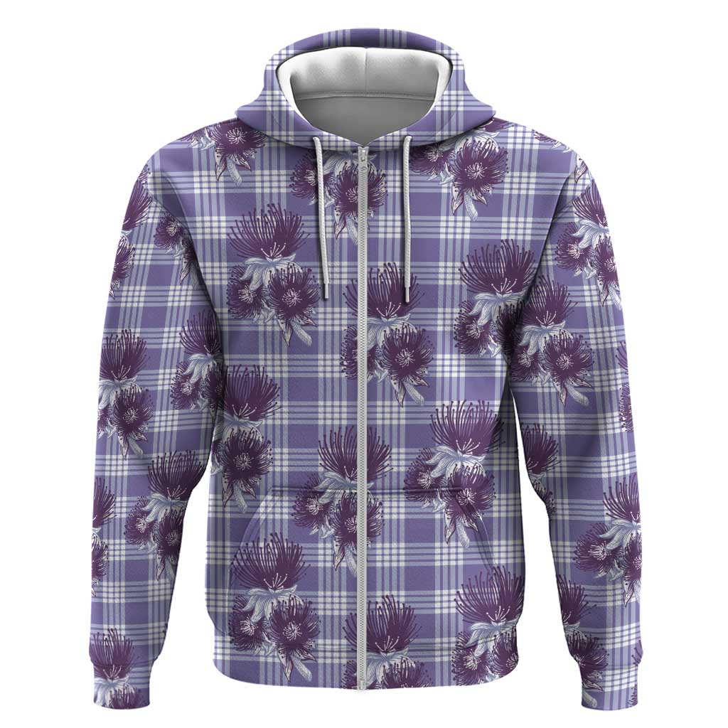Purple Palaka Hawaii Zip Hoodie Hawaiian Lehua Blossoms LT05 Zip Hoodie Purple - Polynesian Pride