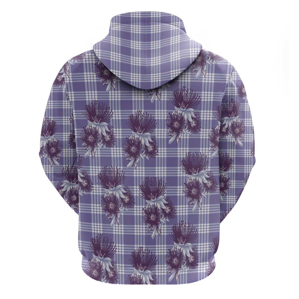 Purple Palaka Hawaii Zip Hoodie Hawaiian Lehua Blossoms LT05 - Polynesian Pride